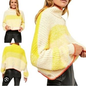 Free People Sunbrite Mock Neck Crop Sweater Stripe